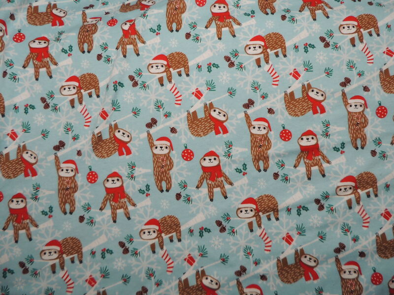 PREORDER Santa Sloths on Cotton Interlock ROMPER  - product images  of 