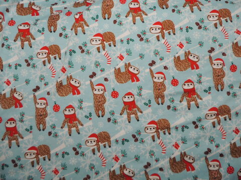 PREORDER,Santa,Sloths,on,Cotton,Interlock,ROMPER