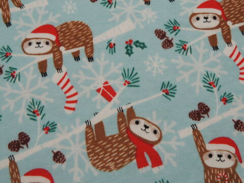 Santa,Sloths,on,Cotton,Interlock,ROMPER