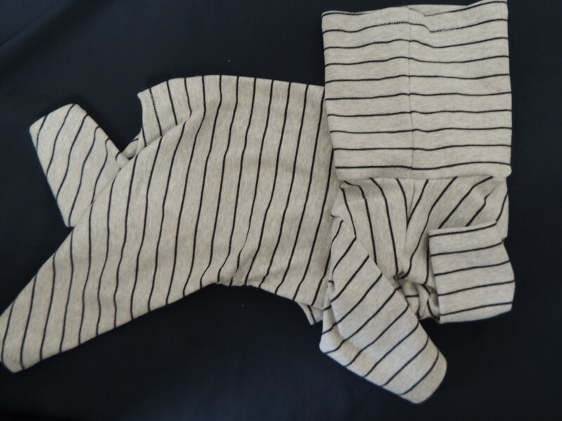 IN STOCK MEDIUM Grey Stripe Organic Cotton Knit Dog Romper - product images  of 