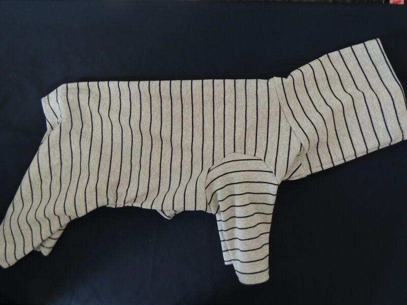 IN STOCK MEDIUM Grey Stripe Organic Cotton Knit Dog Romper - product images  of 