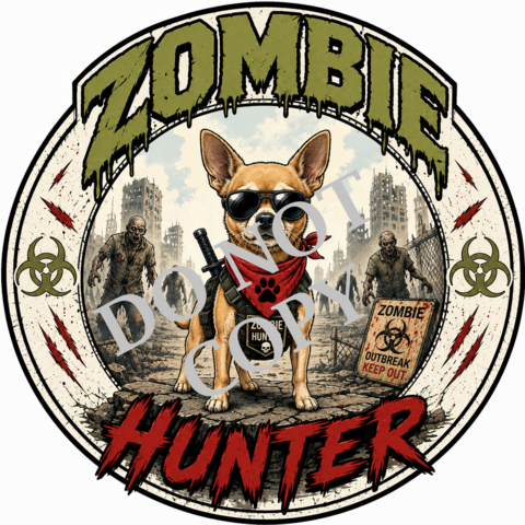 Zombie,Hunter,Chihuahua,Dog,Tshirt-Custom,Made