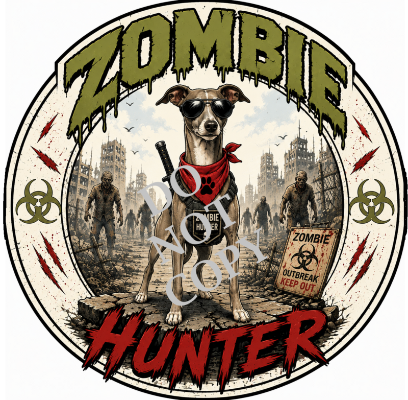 Zombie Hunter Italian Greyhound Tshirt-Custom Made - product images  of 