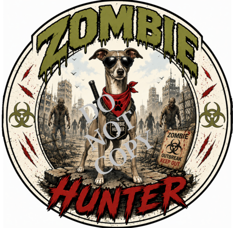 Zombie,Hunter,Italian,Greyhound,Tshirt-Custom,Made