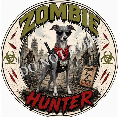 Zombie,Hunter,Italian,Greyhound,Tshirt-Custom,Made