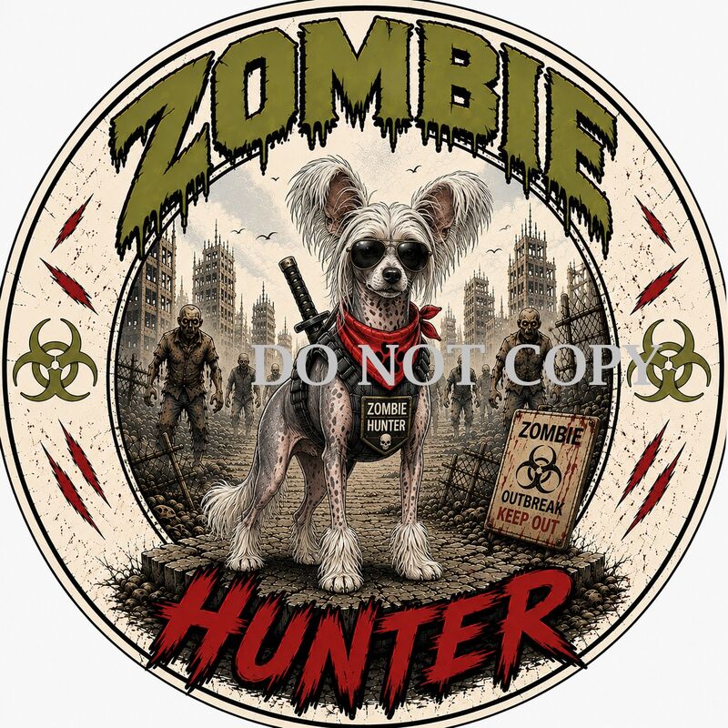 Zombie Hunter Chinese Crested Dog Tshirt - product images  of 