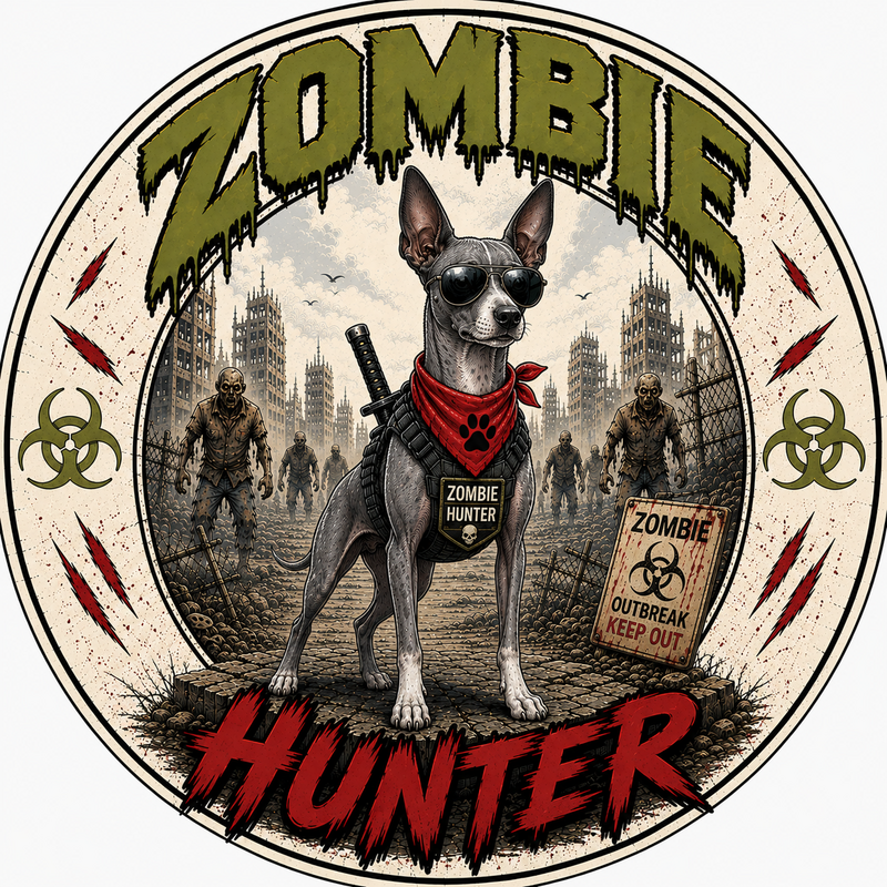Zombie Hunter American Hairless Terrier Tshirt-Custom Made - product images  of 