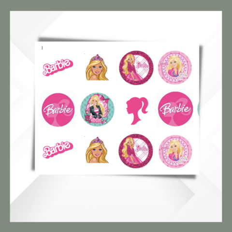 Barbie,Cupcake,Toppers,Barbie edible prints