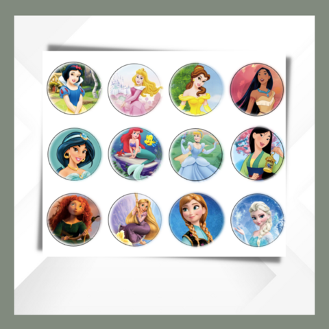 Princess,Cupcake,Toppers,Princess edible prints