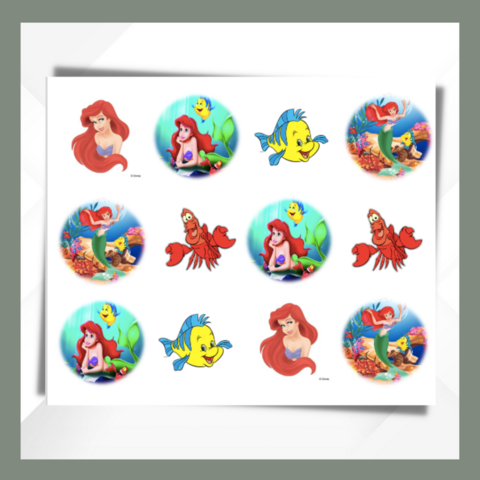 Ariel,Cupcake,Toppers,Ariel edible prints