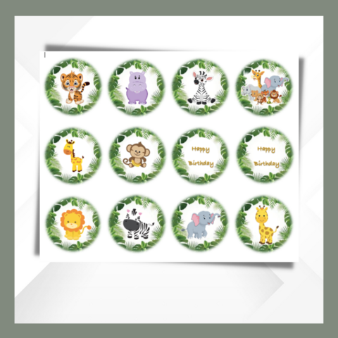 Jungle,themed,Cupcake,Toppers,Jungle themed  edible prints