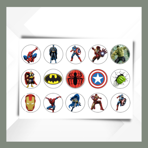 Superhero,Cupcake,Toppers,Superhero edible prints