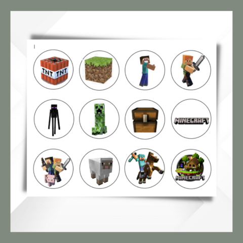Minecraft,Cupcake,Toppers,Minecraft edible prints