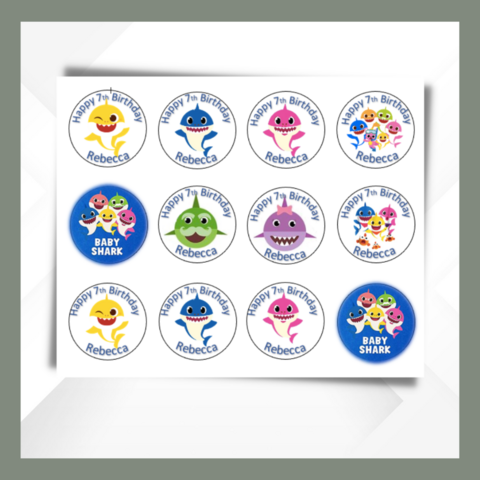 Baby,shark,Cupcake,Toppers,baby shark edible prints
