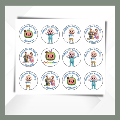 Cocomelon,Cupcake,Toppers,Cocomelon edible prints