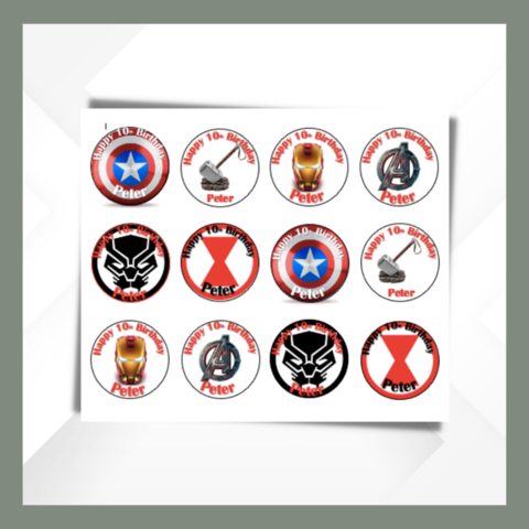 Superhero,Cupcake,Toppers,Superhero edible prints