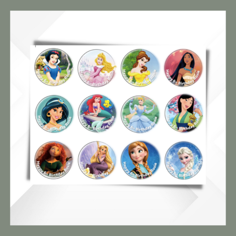 Princess,Cupcake,Toppers,Princess edible prints