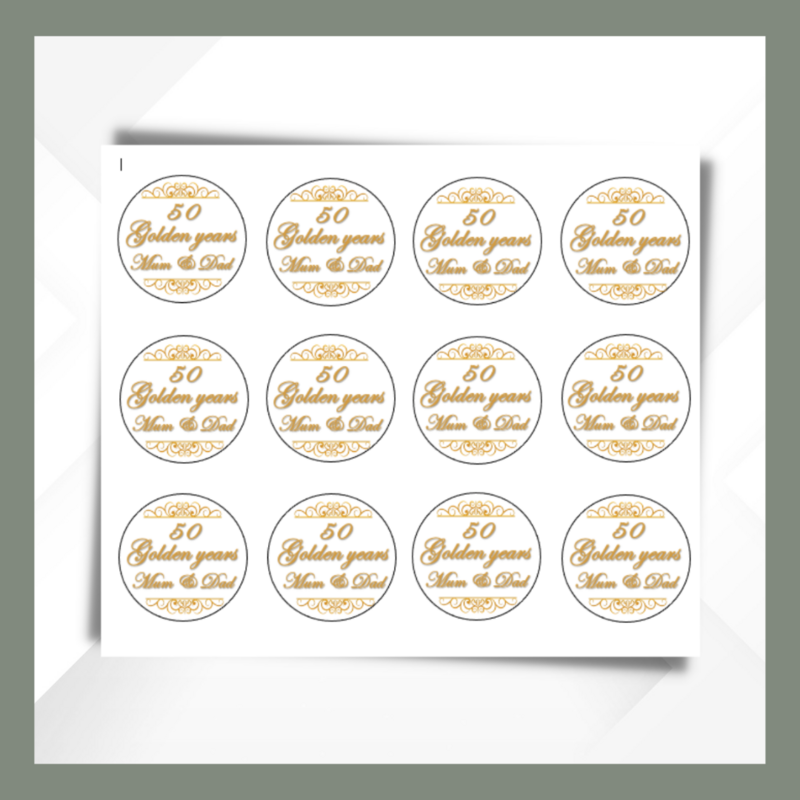 Golden anniversary Cupcake Toppers  - product images