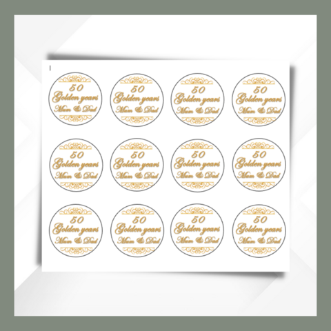 Golden,anniversary,Cupcake,Toppers,Golden anniversary edible prints
