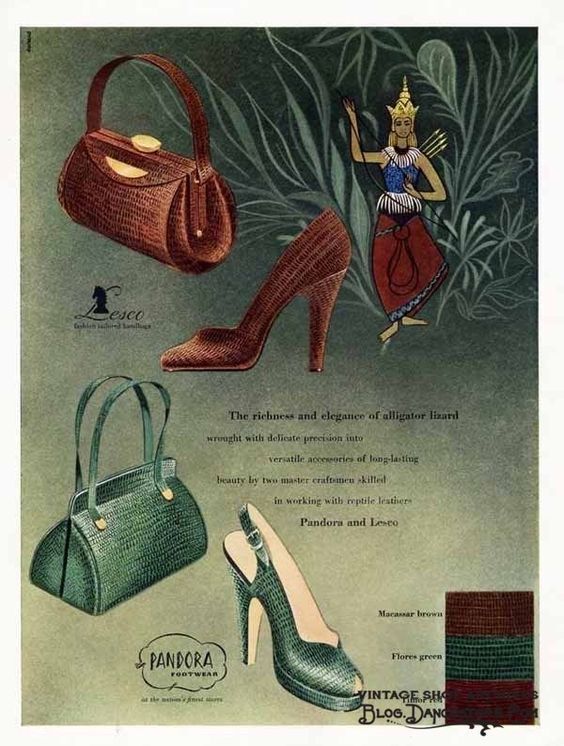 Vintage 50s-60s - LESCO - Black Structured - ALLIGATOR - Handbag Mid Century Modern - product images  of 