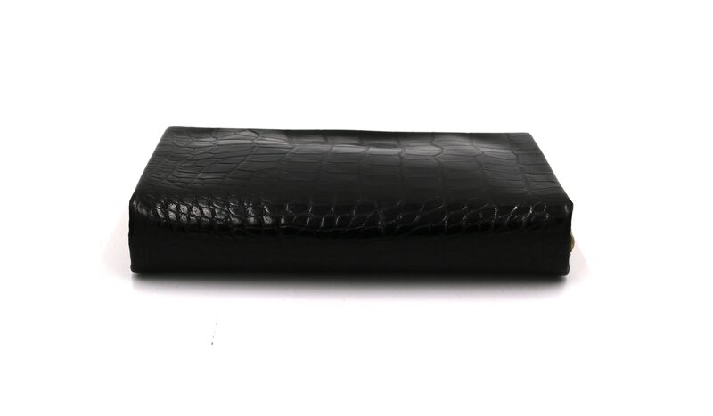 Vintage 50's - EVANS ELEGANCE - Black Leather ALLIGATOR Embossed Fitted Clutch Handbag - product images  of 