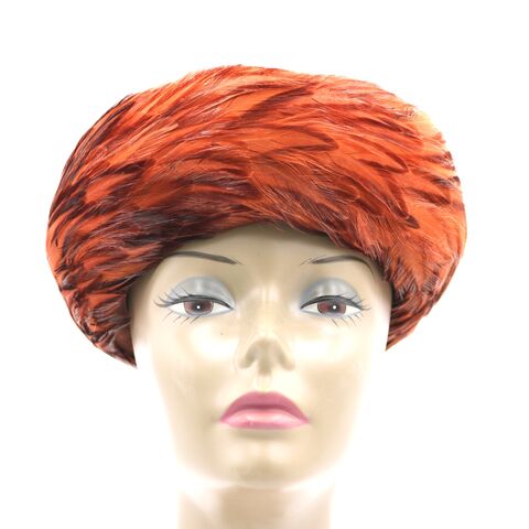 Vintage,-,CARYNE,New,York,Autumn,Toned,Feather,Hat,Caryne, vintage hat, feather, muliti-color, autumn, wool, 