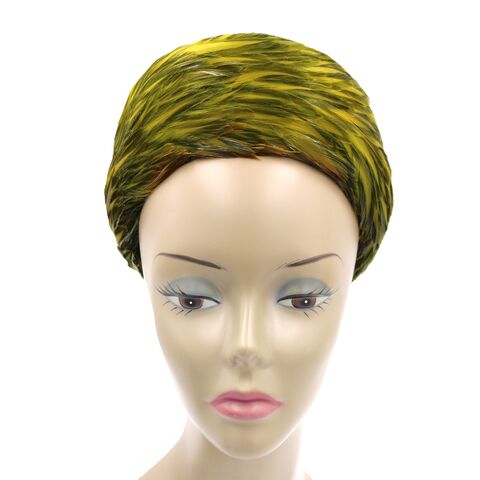 Vintage,-,UNION,MADE,Green,Feather,Pill,Box,Hat, union made, green, vintage hat