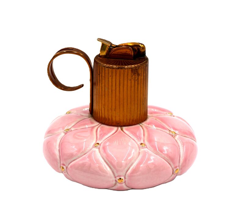 Vintage 50s - EVANS -  Pink Porcelain Table Top Lighter - product images  of 