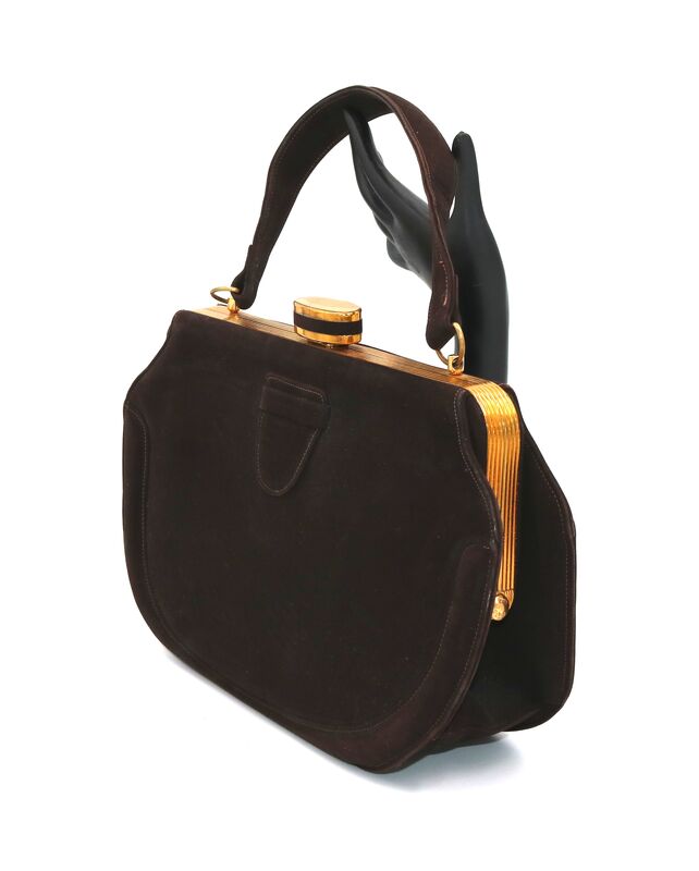 Vintage 50s - EVANS ELEGANCE - Dark Brown Suede Like Handbag - Accessories - - product images  of 