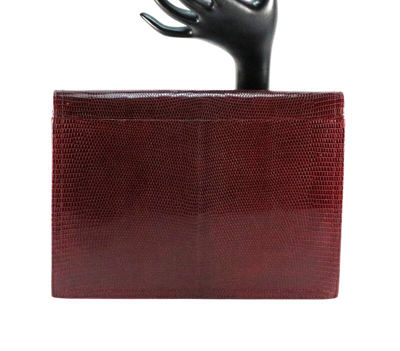 Vintage - SAKS FIFTH AVENUE - Maroon LIZARD Skin Clutch Shoulder Bag - Italy - - product images  of 