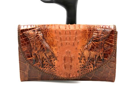 Antique,Hornback,-,ALLIGATOR,Clutch,With,CLAWS, alligator, vintage handbag, vintage clutch, vintage purse, brown, coin purse, claws, 