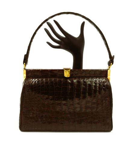 Vintage,-,COBLENTZ,Brown,Structured,ALLIGATOR,Skin,Handbag.,Coblentz, vintage handbag, vintage purse, alligator, crocodile, brown, leather, tan, structured