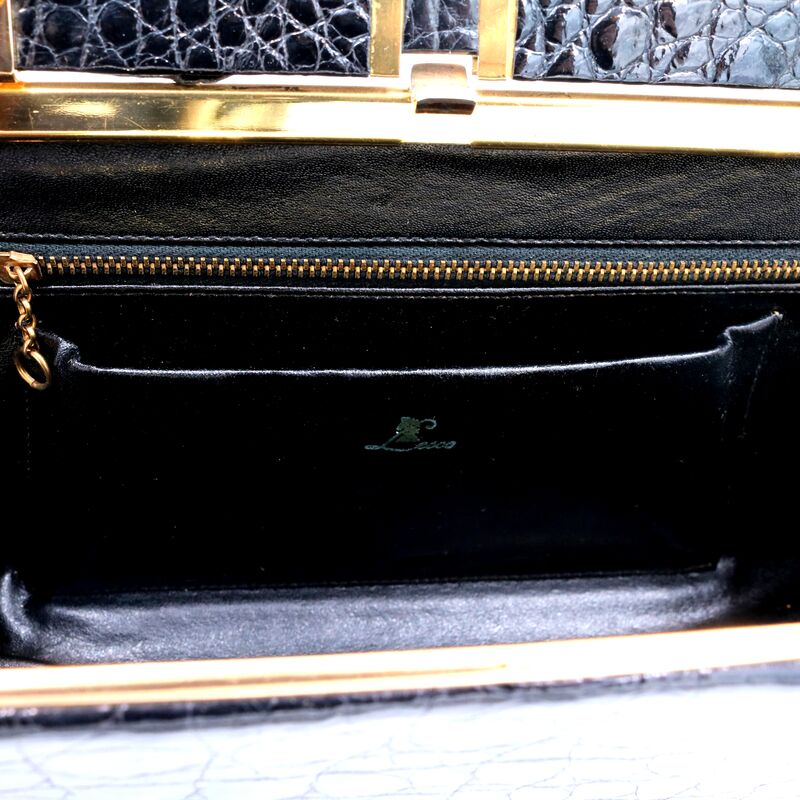 Vintage 50s-60s - LESCO - Black Structured - ALLIGATOR - Handbag Mid Century Modern - product images  of 