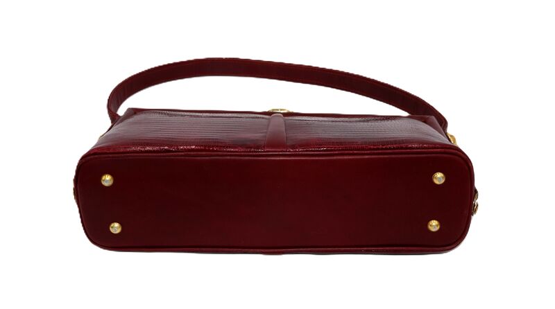 Vintage 50s-60s Maroon - LIZARD - and Leather Handbag - Hand Made - - product images  of 