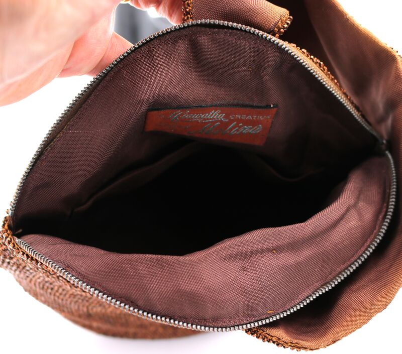 Vintage Copper Toned - HIAWATHA CREATIONS - Melina Micro-Beaded Wrist Handbag 40s-50s - product images  of 