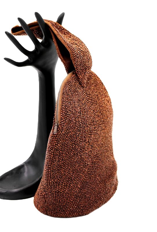 Vintage Copper Toned - HIAWATHA CREATIONS - Melina Micro-Beaded Wrist Handbag 40s-50s - product images  of 