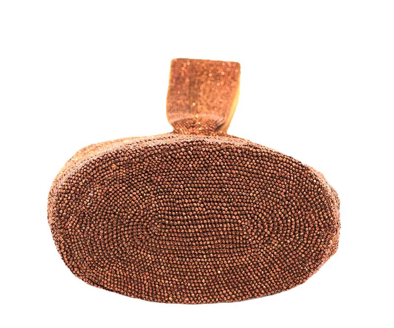 Vintage Copper Toned - HIAWATHA CREATIONS - Melina Micro-Beaded Wrist Handbag 40s-50s - product images  of 