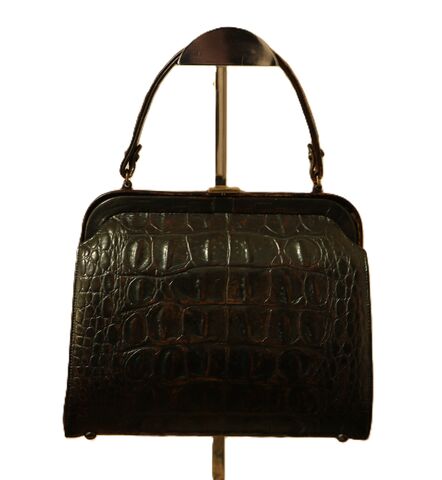 Vintage,60s,-,ORIGINAL,By,CAPRICE,Brown,Alligator,Embossed,Leather,Handbag,Satchel,Caprice, alligator, crocodile, vintage handbag, vintage purse, brown, leather, 60s, reptile, satchel, mid century modern, yellow