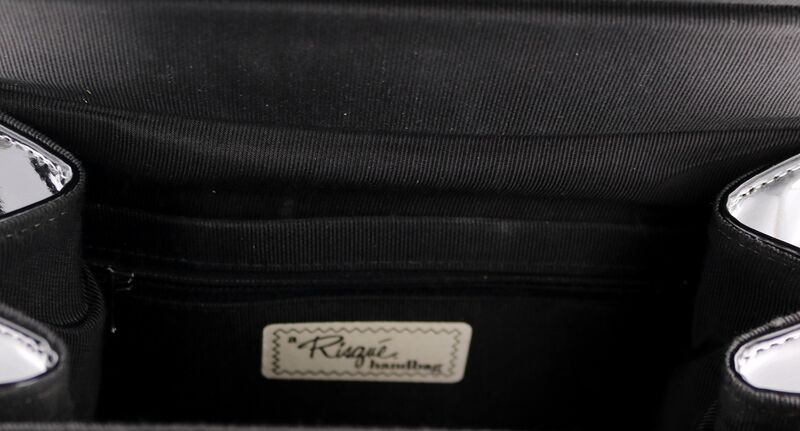 Vintage Mod Black and White - RISQUE - Patent Handbag/Shoulder bag -RETRO - - product images  of 