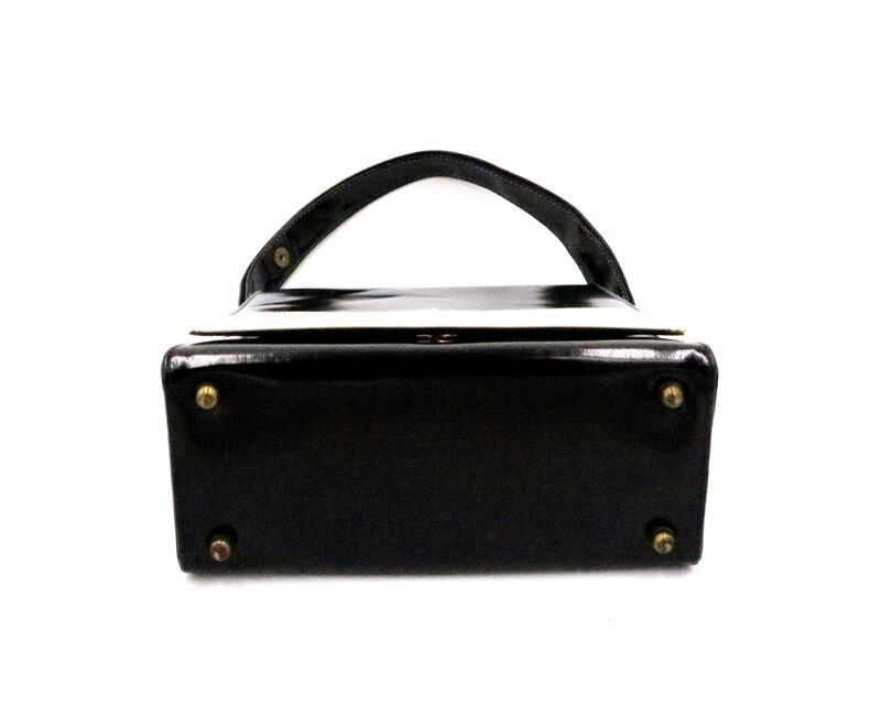 Vintage Mod Black and White - RISQUE - Patent Handbag/Shoulder bag -RETRO - - product images  of 