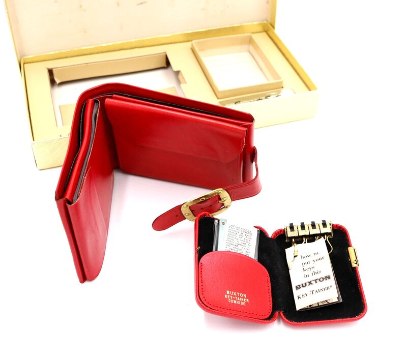 Vintage Red Leather - LADY BUXTON - Smart Set Wallet and Key Fob - Mid Century - 50s-60s - NOS - - product images  of 
