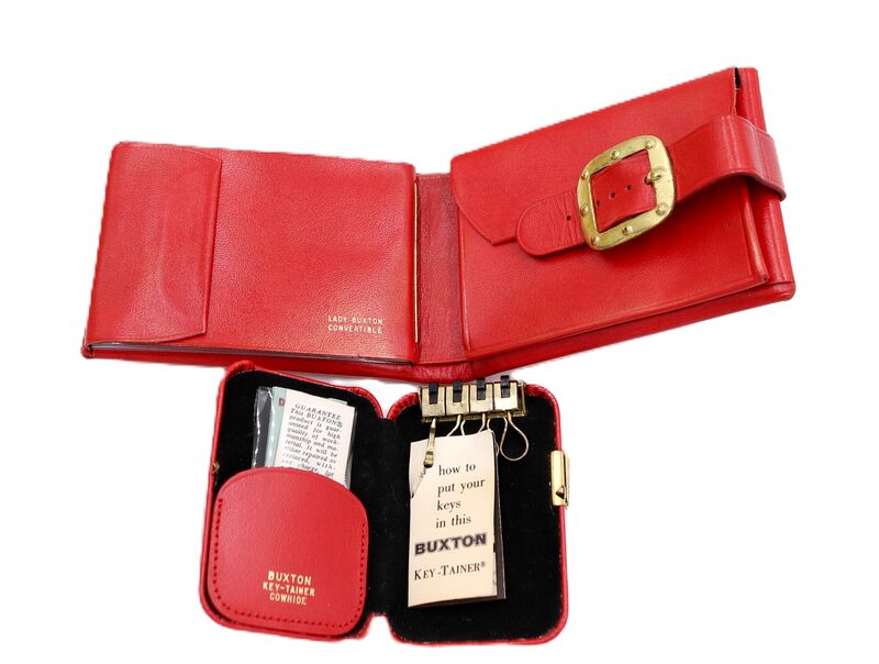 Vintage Red Leather - LADY BUXTON - Smart Set Wallet and Key Fob - Mid Century - 50s-60s - NOS - - product images  of 
