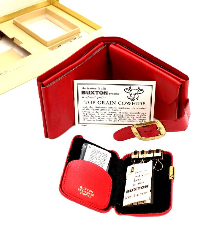Vintage Red Leather - LADY BUXTON - Smart Set Wallet and Key Fob - Mid Century - 50s-60s - NOS - - product images  of 