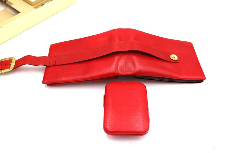 Vintage Red Leather - LADY BUXTON - Smart Set Wallet and Key Fob - Mid Century - 50s-60s - NOS - - product images  of 