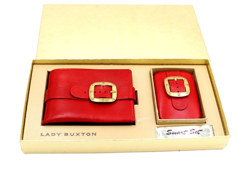 Vintage Red Leather - LADY BUXTON - Smart Set Wallet and Key Fob - Mid Century - 50s-60s - NOS - - product images  of 