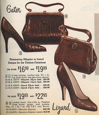 Vintage Petite Brown - ALLIGATOR - Skin Handbag Coin Purse - 30s-40s - - product images  of 