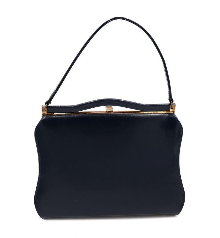 Vintage 60s - LIFE STRIDE - Dark Blue leather suede Like Handbag - Mid Century - - product images  of 