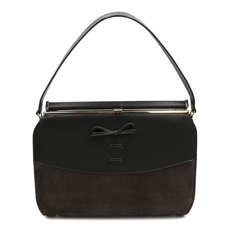 Vintage,60s,-,AIR,STEP,Grey,leather,suede,Like,Handbag,Mid,Century,Air Step, vintage handbag, vintage purse, grey, suede, leather, black, fabric, 60s, mid century, metal