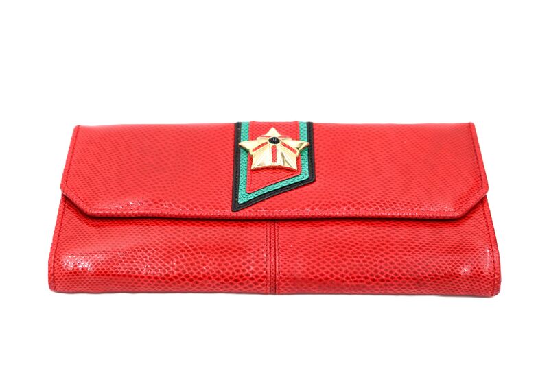 Vintage - JUDITH LEIBER - Red Karung - SNAKE SKIN - Wallet - 80s-90s - Rare - - product images  of 