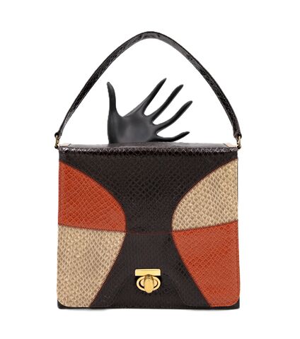 Vintage,60s,-,AIR,STEP,Brown,Color,Block,Leather,Like,Handbag,Mid,Century,Air Step, vintage handbag, vintage purse, brown, tan, leather, burnt orange, fabric, 60s, mid century, metal